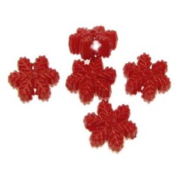 Solid Plastic Snowflake Bead, 15x6 mm, Hole: 4 mm, Red -50 grams