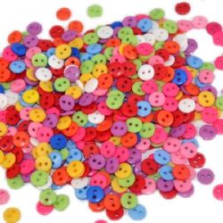 Colorful Plastic Button for Handmade Accessories, 9x2 mm Hole: 1 mm, MIX -50 pieces