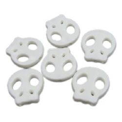 Solid Plastic Scull Bead, 15x16x3.5 mm, Hole: 2 mm, White - 50 grams