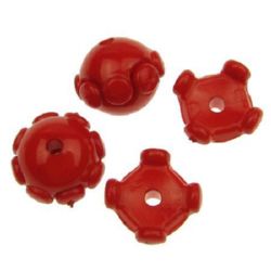 Solid Plastic Cap Bead, 11x7 mm, Hole: 2 mm, Red -50 grams