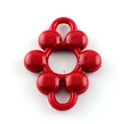 Plastic Connecting Element / Flower, 48x37x7, Hole: 7 mm, Red -50 grams ~ 12 pieces