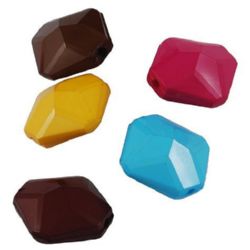 Acrylic Faceted Rhombus Bead, 19x18x11 mm, Hole: 2 mm, MIX -50 g ~ 34 pieces