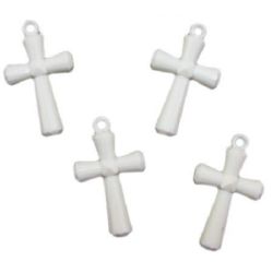 Stoc epuizat. Primeste notificare pe email cand produsul revine in stoc Pandativ cruce 27x45 mm alb solid -10 bucăți