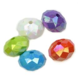 Faceted, plastic bead AB coating 18x14 mm hole 2.3 mm color assorted -20 g ~ 8 pieces