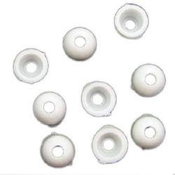 Solid Color Acrylic Beads hat 6x9 mm hole 3 mm white - 50 grams