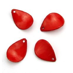 Leaf solid13x18x1 mm shiny hole 1.5 mm red -50 grams