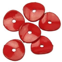Solid Color Acrylic Beads Washer  twisted 15x2 mm red -50 grams