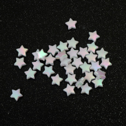 Mărgele în formă de stea 11x4 mm gaură 1 mm culoare curcubeu alb -20 grame ~ 90 bucăți