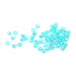 Mărgele de cristal în formă de bilă, gaură de 6 mm, culoare poliedrică de 1 mm, albastru deschis, curcubeu - 20 grame ~196 bucăți