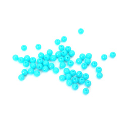 Mărgele dense în formă de bilă, gaură de 6 mm, culoare albastru - 20 grame ~190 bucăți