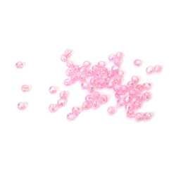 Mărgele de cristal în formă de sferă, gaură de 6 mm, culoare poliedrică de 1 mm, roz curcubeu - 20 grame ~196 bucăți