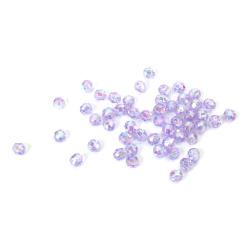 Mărgele de cristal formă de bilă 6 mm gaură 1 mm culoare poliedrică violet curcubeu -20 grame ~196 bucăți