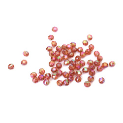 Mărgele de cristal formă sferă 6 mm gaură 1 mm poliedrică culoare maro deschis curcubeu -20 grame ~196 bucăți