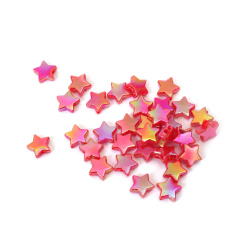 Mărgele în formă de stea 11x4 mm gaură 1 mm culoare curcubeu roșu deschis -20 grame ~ 90 bucăți
