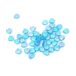 Mărgele cristaline în formă de inimă 9x4 mm gaură 1.5 mm culoare albastru curcubeu -20 grame ~110 bucăți