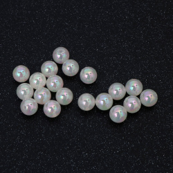 Mărgele dense în formă de bilă, gaură de 10 mm, culoare crem curcubeu - 20 grame ± 40 bucăți