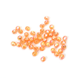 Mărgele de cristal formă sferă 6 mm gaură 1 mm poliedrică culoare portocalie curcubeu -20 grame ~196 bucăți