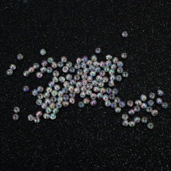 Кристални мъниста с форма на топче 4 мм дупка 1 мм цвят бял дъга -20 грама ~700 броя 