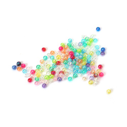 Mărgele de cristal în formă de sferă, gaură de 4 mm, culori curcubeu mixte - 20 grame ~700 bucăți