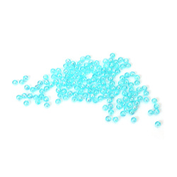 Mărgele de cristal în formă de bilă, gaură de 4 mm, culoare albastru deschis curcubeu - 20 grame ~700 bucăți