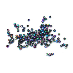 Mărgele de hematit imitație, formă de bilă, gaură de 4 mm, curcubeu de 1 mm - 20 grame ~700 bucăți