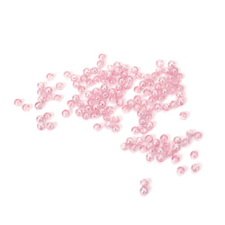 Mărgele de cristal în formă de bilă, gaură de 4 mm, culoare roz deschis, curcubeu - 20 grame ~700 bucăți