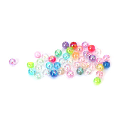 Mărgele de cristal în formă de sferă, gaură de 6 mm, culori curcubeu mixte - 20 grame ~190 bucăți