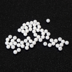 Mărgele dense în formă de bilă, gaură de 6 mm, culoare alb - 20 grame ~190 bucăți