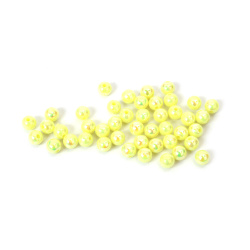 Mărgele dense în formă de bilă, gaură de 6 mm, culoare galben deschis curcubeu - 20 grame ~ 190 bucăți