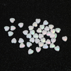 Mărgele în formă de inimă 9x4 mm gaură 1.5 mm culoare alb curcubeu -20 grame ~110 bucăți