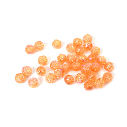Orange Rainbow Crystal Rose Embossed Round Beads 8 mm, Hole 1 mm – 20 grams ~80 Pieces