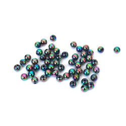 Mărgele de hematit artificial, în formă de bilă, gaură de 6 mm, curcubeu de 1 mm - 20 grame ~190 bucăți