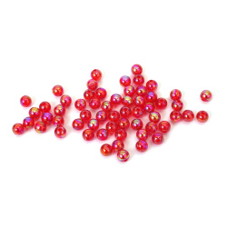 Mărgele de cristal în formă de sferă, gaură de 6 mm, culoare roșu curcubeu - 20 grame ~190 bucăți