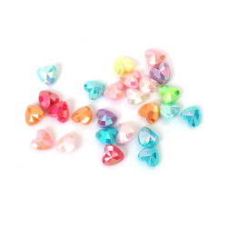 Mărgele dense în formă de inimă, poliedrice, 12x8 mm, gaură 1,5 mm, culori mixte - 20 grame ~40 bucăți