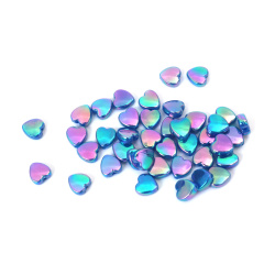 Mărgele în formă de inimă 9x4 mm gaură 1.5 mm culoare albastru închis curcubeu -20 grame ~110 bucăți