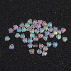 Mărgele cristaline în formă de inimă 9x4 mm gaură 1.5 mm culoare alb curcubeu -20 grame ~110 bucăți