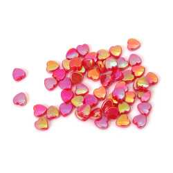 Mărgele în formă de inimă 9x4 mm gaură 1.5 mm culoare roșu curcubeu -20 grame ~110 bucăți