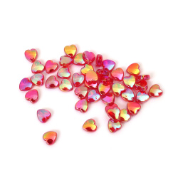 Mărgele de cristal în formă de inimă 9x4 mm gaură 1.5 mm culoare roșu curcubeu -20 grame ~110 bucăți