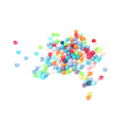 Mărgele dense în formă de bilă, gaură de 4 mm, culori curcubeu mixte - 20 grame ~700 bucăți