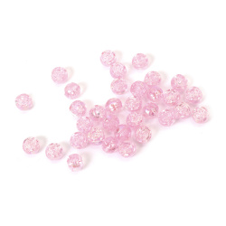 Mărgele de cristal în formă de sferă cu trandafir în relief, gaură de 8 mm, culoare roz deschis și curcubeu - 20 grame ~80 bucăți