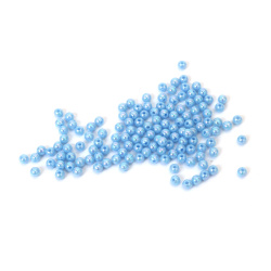 Mărgele dense în formă de bilă, gaură de 4 mm, culoare albastru deschis curcubeu - 20 grame ~700 bucăți