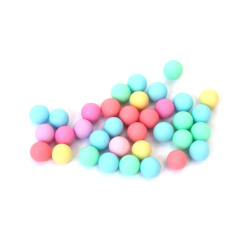 Mărgele mate dense 8 mm fără gaură, culori pastelate amestecate - 20 grame ~ 65 bucăți