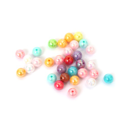 Mărgele dense în formă de bilă, gaură de 8 mm, culori curcubeu mixte - 20 grame ~78 bucăți