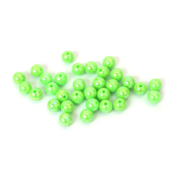 Mărgele dense în formă de bilă, gaură de 8 mm, culoare verde deschis curcubeu - 20 grame ~78 bucăți