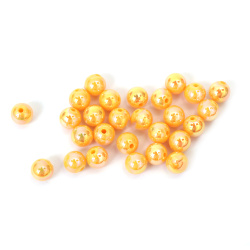 Mărgele dense în formă de bilă, gaură de 8 mm, culoare galben închis curcubeu - 20 grame ~78 bucăți