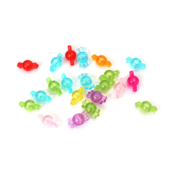 Mărgele de plastic pentru bomboane 16x8x8,5 mm, gaură 3 mm, culori mixte - 20 grame ±54 bucăți