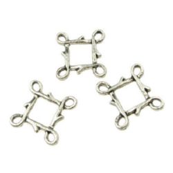 Element de conectare pătrat 21x13x2,5 mm gaură 1x1,5 mm culoare argintiu vechi -10 bucăți