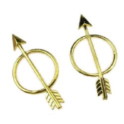 Connecting element circle with arrow 46x23x2 mm color gold -2 pieces