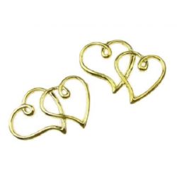 Connecting element hearts 34x22x2 mm color gold -2 pieces
