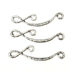 Element de legătură metal 38x9x1,5 mm gaură 2 mm culoare argintiu vechi -5 bucăți